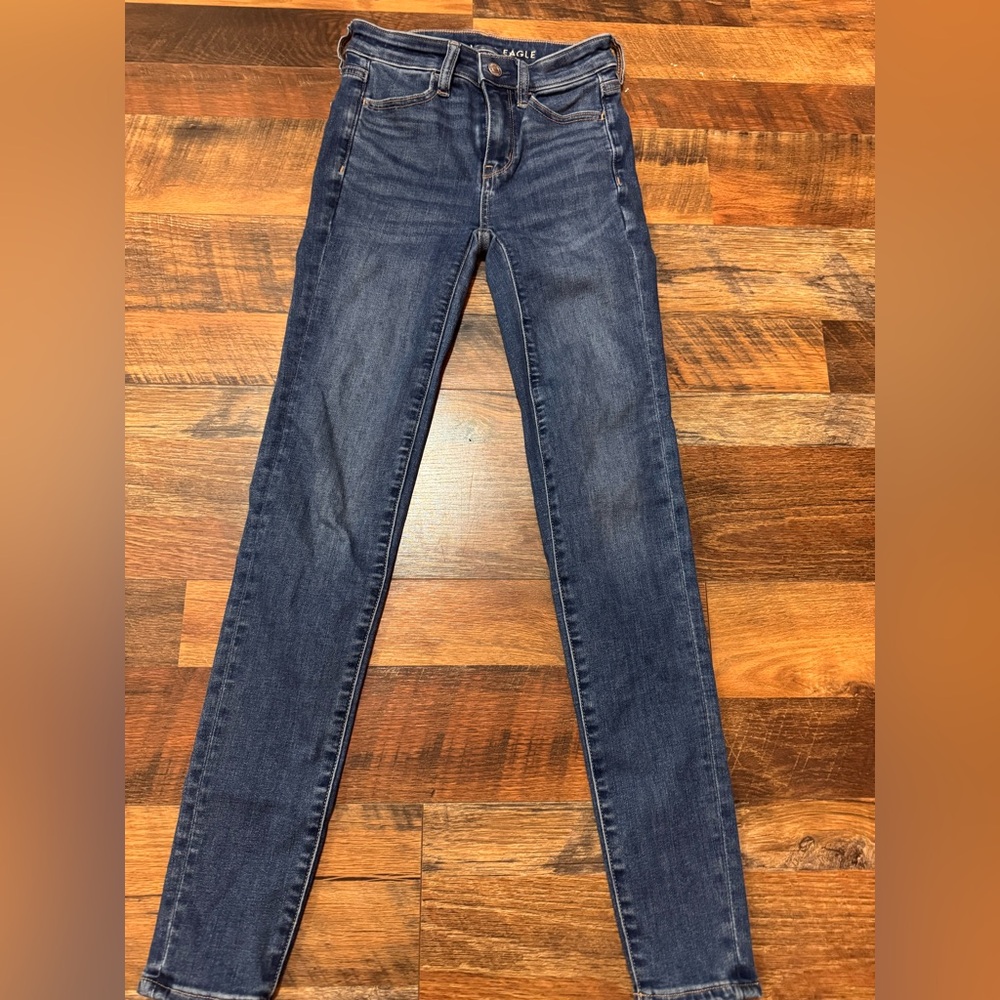 A/E jeans, skinny high rise, size: 000 R, dark wash.